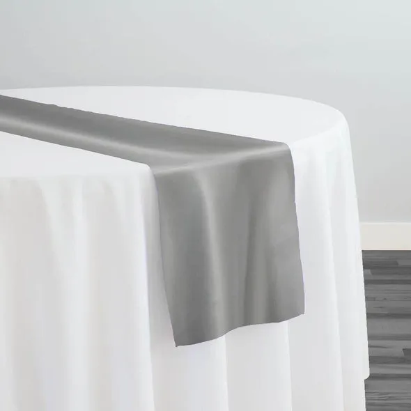 12pcs - Lamour (Dull) Satin Table Runner 14"x108" - Silver 1301